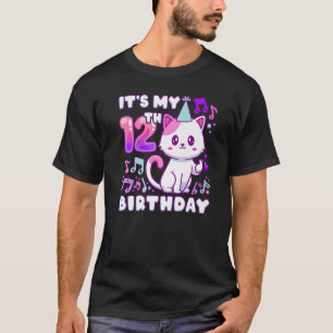 Birthday girl 12 years old, K-pop kitten with fing T-Shirt