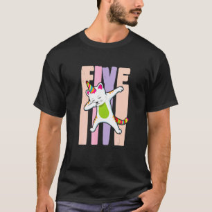 Birthday Girl 5H Birthday Cute Rainbow Unicorn Cat T-Shirt