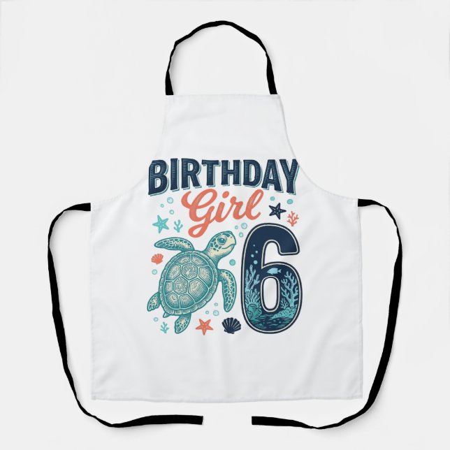 Birthday Girl 6 Sea Turtle Vector Design_1 Apron (Front)