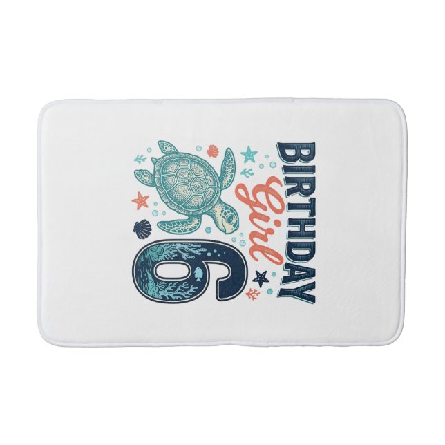 Birthday Girl 6 Sea Turtle Vector Design_1 Bath Mat (Front)