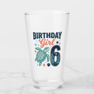 Birthday Girl 6 Sea Turtle Vector Design_1 Glass
