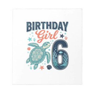 Birthday Girl 6 Sea Turtle Vector Design_1 Notepad