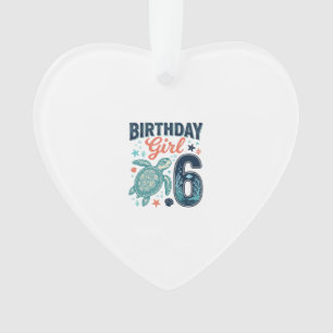 Birthday Girl 6 Sea Turtle Vector Design_1 Ornament