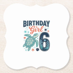 Birthday Girl 6 Sea Turtle Vector Design_1 Paper Coaster