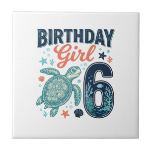 Birthday Girl 6 Sea Turtle Vector Design_1 Tile