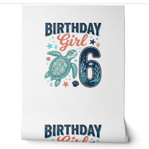 Birthday Girl 6 Sea Turtle Vector Design_1 Wallpaper