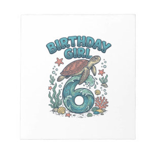 Birthday Girl 6 Sea Turtle Vintage Party Design_1 Notepad