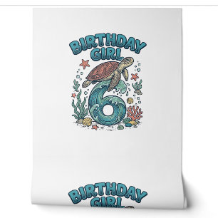 Birthday Girl 6 Sea Turtle Vintage Party Design_1 Wallpaper