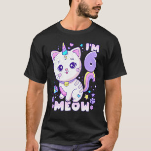 Birthday girl 6 years old cat unicorn 6th birthday T-Shirt