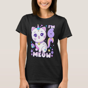 Birthday girl 6 years old cat unicorn 6th birthday T-Shirt