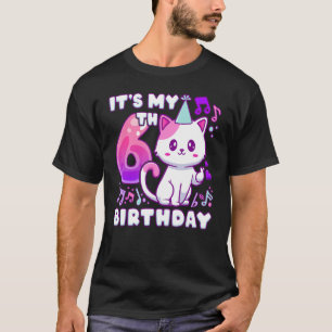 Birthday girl 6 years old, K-pop kitten with finge T-Shirt
