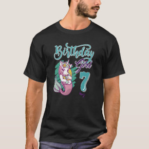 Birthday Girl 7 7th Mermaid Ocean Fish Tail Deep S T-Shirt
