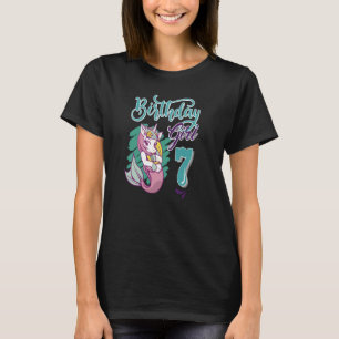 Birthday Girl 7 7th Mermaid Ocean Fish Tail Deep S T-Shirt