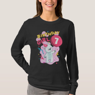 Birthday Girl 7 Cute Bear Motif Seventh Birthday D T-Shirt