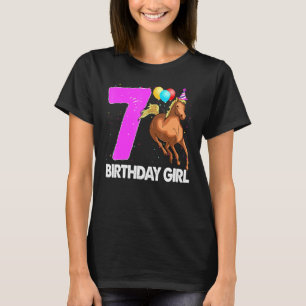 Birthday Girl 7 Riding Rider Horse Love Party T-Shirt