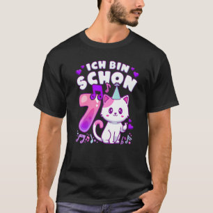 Birthday girl 7 years old, K-pop, kitten, in germa T-Shirt
