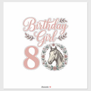 Birthday Girl 8 Horse Floral Vintage Shirt Design