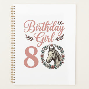 Birthday Girl 8 Horse Floral Vintage Shirt Design Planner