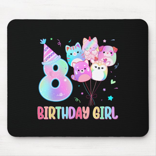 Birthday Girl 8th Birthday Squish Squad Mallow Gir Mouse Pad (Front)
