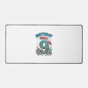 Birthday Girl 9 Ocean Turtle Vector Design_1 Desk Mat