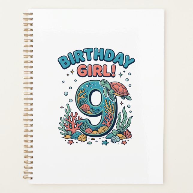 Birthday Girl 9 Ocean Turtle Vector Design_1 Planner (Front)