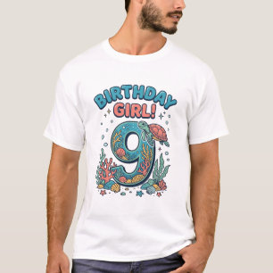 Birthday Girl 9 Ocean Turtle Vector Design_1 T-Shirt