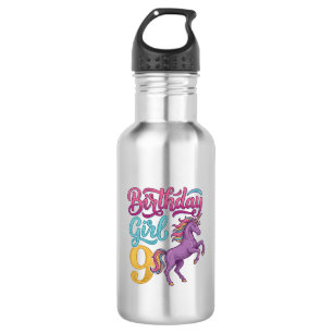 Birthday Girl 9 Unicorn Vintage Engraving Design_1 532 Ml Water Bottle