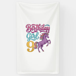 Birthday Girl 9 Unicorn Vintage Engraving Design_1 Banner