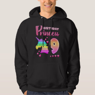 Birthday Girl 9 Year Old Unicorn Pop It Fidget Pop Hoodie