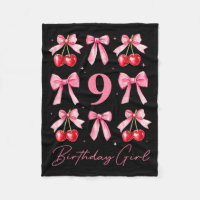 Birthday Girl 9th Birthday Cherry Coquette Bow 9 Y