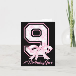 Birthday Girl 9th Birthday Nk Floral Coquette Bow  Card