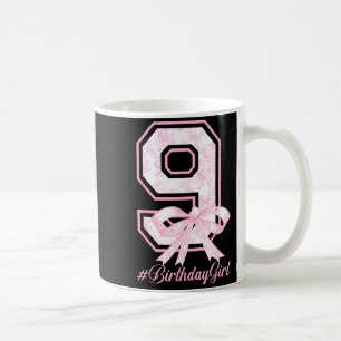 Birthday Girl 9th Birthday Nk Floral Coquette Bow  Coffee Mug