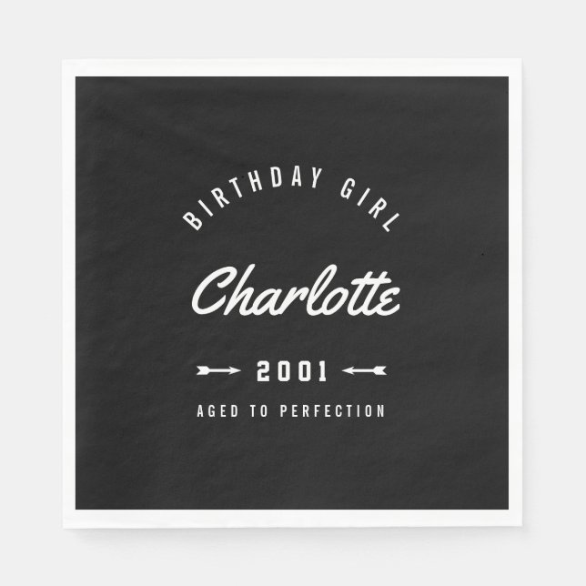 Birthday Girl Aged To Perfection Retro Napkin (Front)
