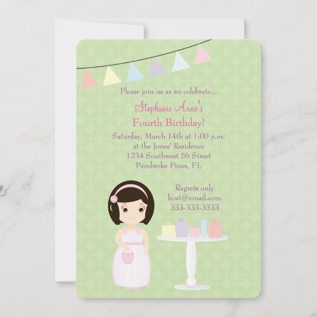 Birthday Girl at Gift Table Invitation (Front)