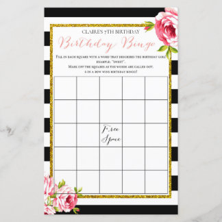 Birthday Girl Bingo Game