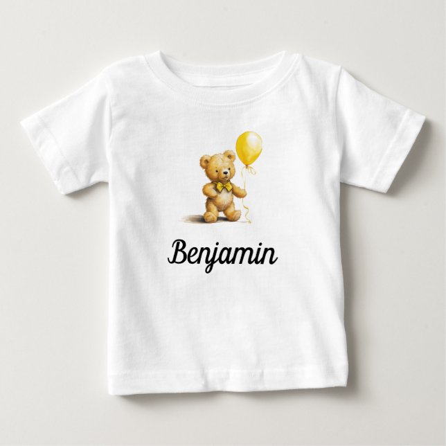 Birthday Girl, Birthday Boy, Bear, Personalised Baby T-Shirt (Front)