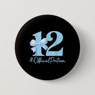 Birthday Girl Blue Coquette Bow 12 Year Old Offici 6 Cm Round Badge