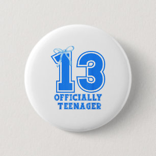 Birthday Girl Blue Coquette Bow 13 Years Old 13th  6 Cm Round Badge