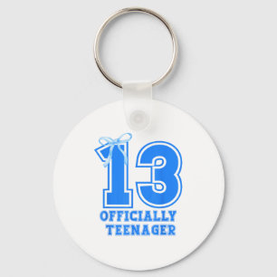 Birthday Girl Blue Coquette Bow 13 Years Old 13th Key Ring