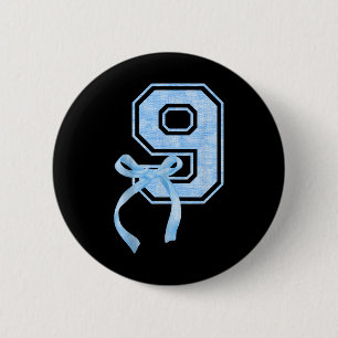 Birthday Girl Blue Coquette Bow 9 Year Old Aesthet 6 Cm Round Badge