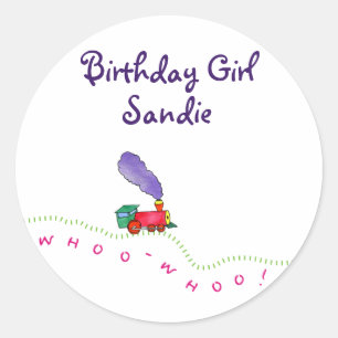 Birthday Girl (child's name) Train Classic Round Sticker