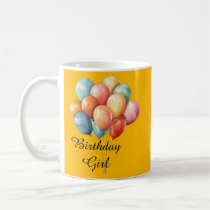 Birthday Girl Colourful Balloons Coffee Mug