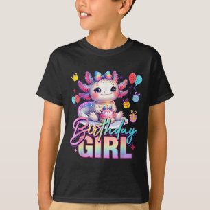 Birthday Girl Cute Axolotl Birthday Party Kids Gir T-Shirt