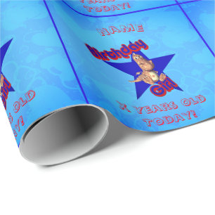 Birthday Girl Cute Dinosaur Personalised Birthday  Wrapping Paper