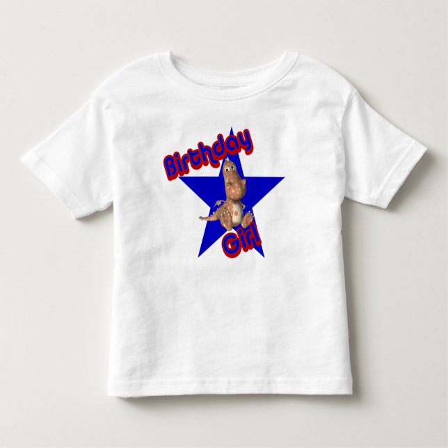 Birthday Girl Cute Dinosaur  Toddler T-Shirt (Front)