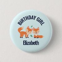 Birthday Girl Cute Orange Foxes Illustration