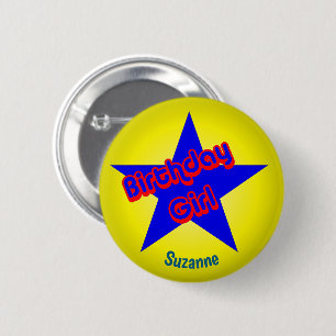 Birthday Girl Cute Personalised 6 Cm Round Badge
