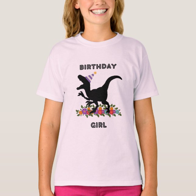 Birthday Girl Dinosaur T-Shirt (Front)