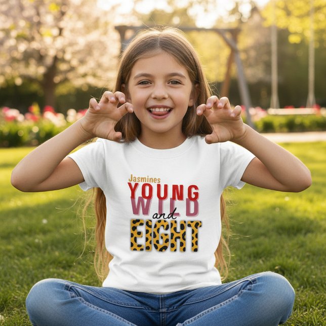 Birthday Girl Eight Leopard Print Text Design  T-Shirt (Creator Uploaded)