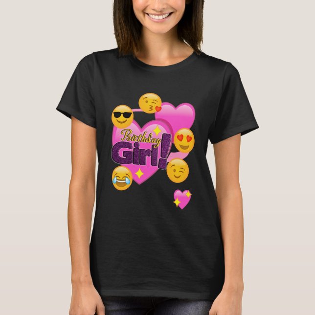 Birthday Girl Emojis (heart) T-Shirt (Front)